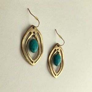 Faux Turquoise and Gold Earrings